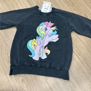 NWT Zara Kids Black Sweatshirt with Colorful Unicorn